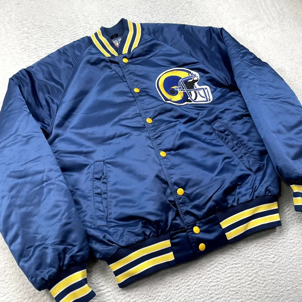 VTG Mens LA Rams Stahl-Urban Medium NFL BLUE Snap Jacket‎